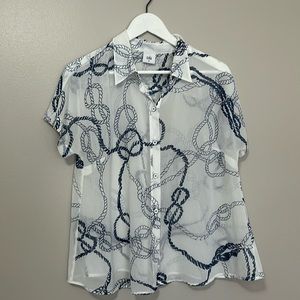 CAbi 5229 Womens Size Medium Nautical Boat Rope Button Down Shirt Top